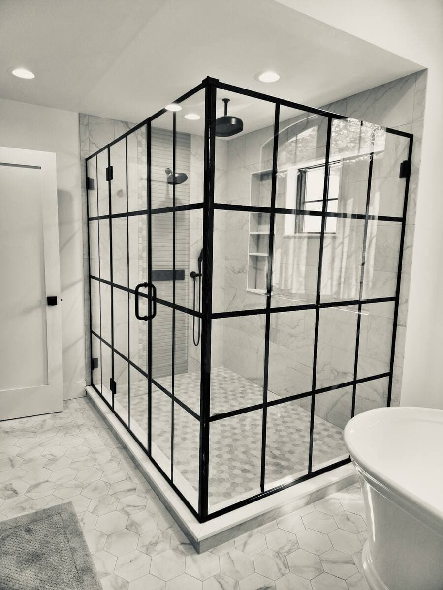 Tempered glass shower enclosure in a New Jersey home